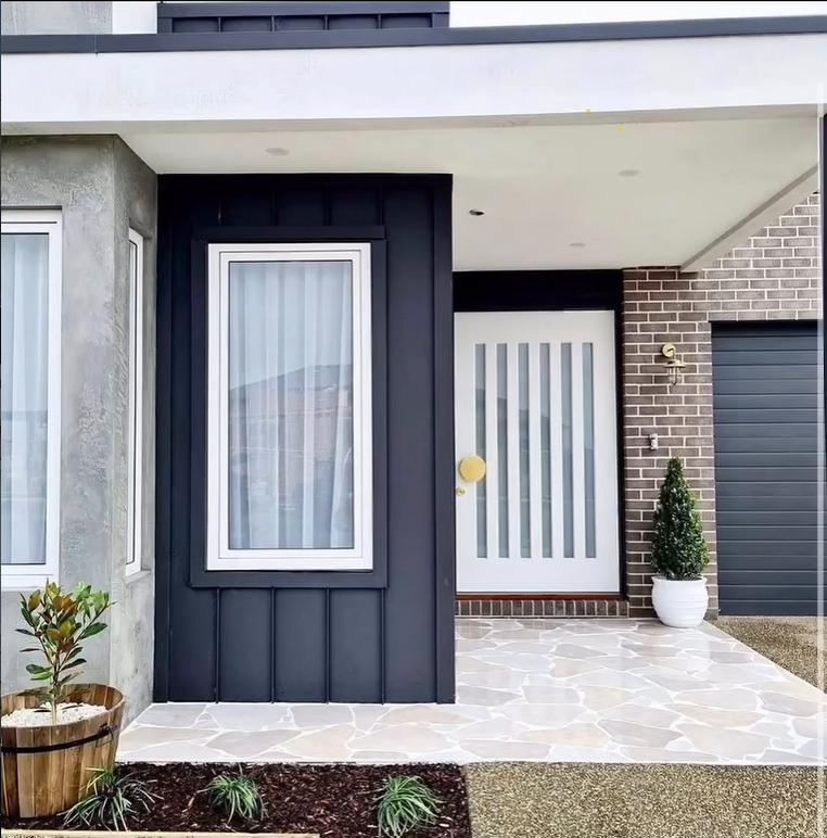 Modern home exterior with elegant windows