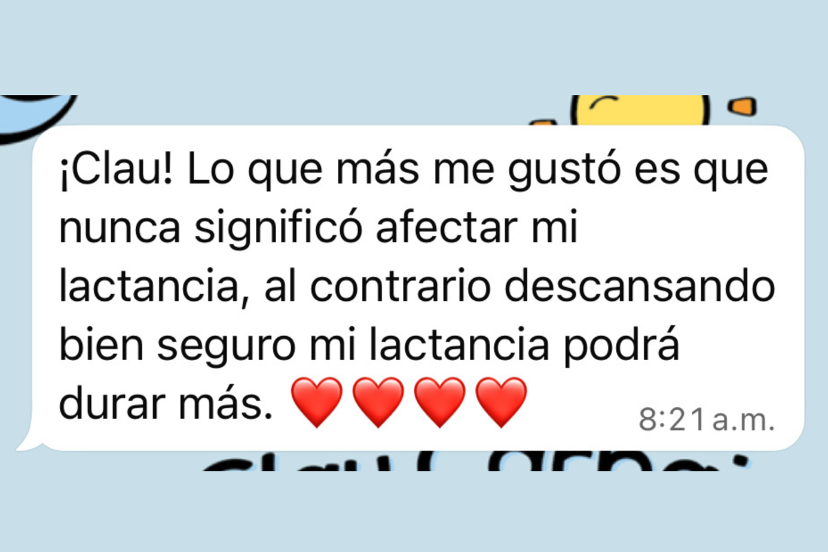 Testimonio de cliente sobre lactancia y sueño