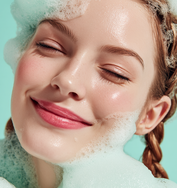 Femme souriante avec des soins capillaires naturels