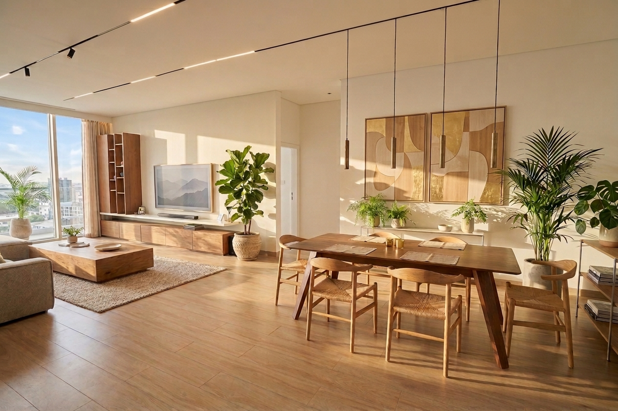 High ceilings & large windows