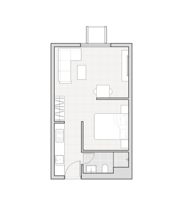 1-Bedroom Apartment view 2