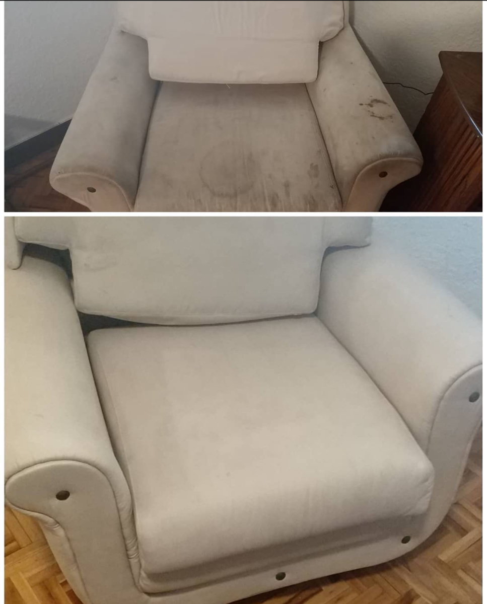 Sillón de tela blanco