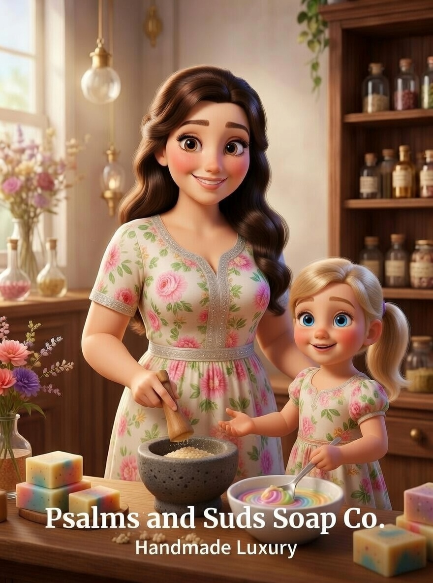 Nichole with her daughter - Founder of Psalms and Suds