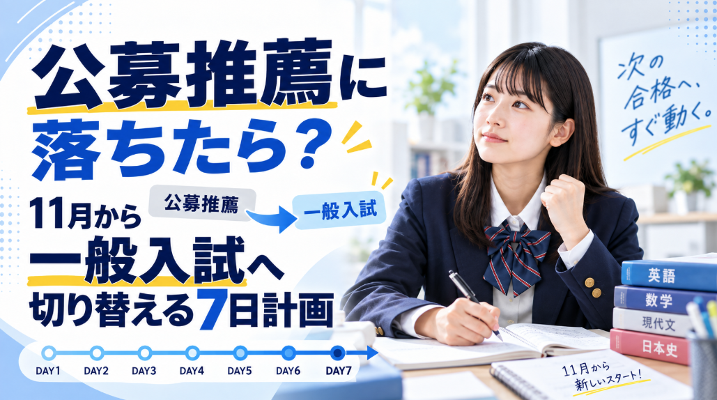 公募推薦に落ちたら?11月から一般入試へ切り替える7日計画