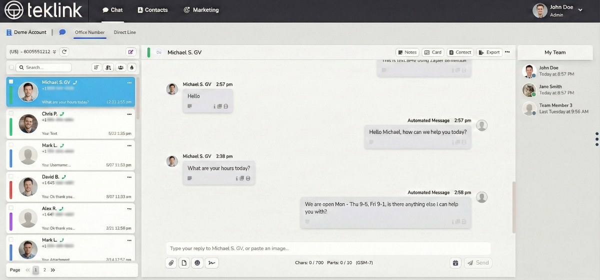 Business SMS Platform Interface