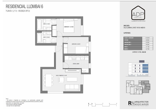 Plano Tipo E — Planta 1, 2 y 3