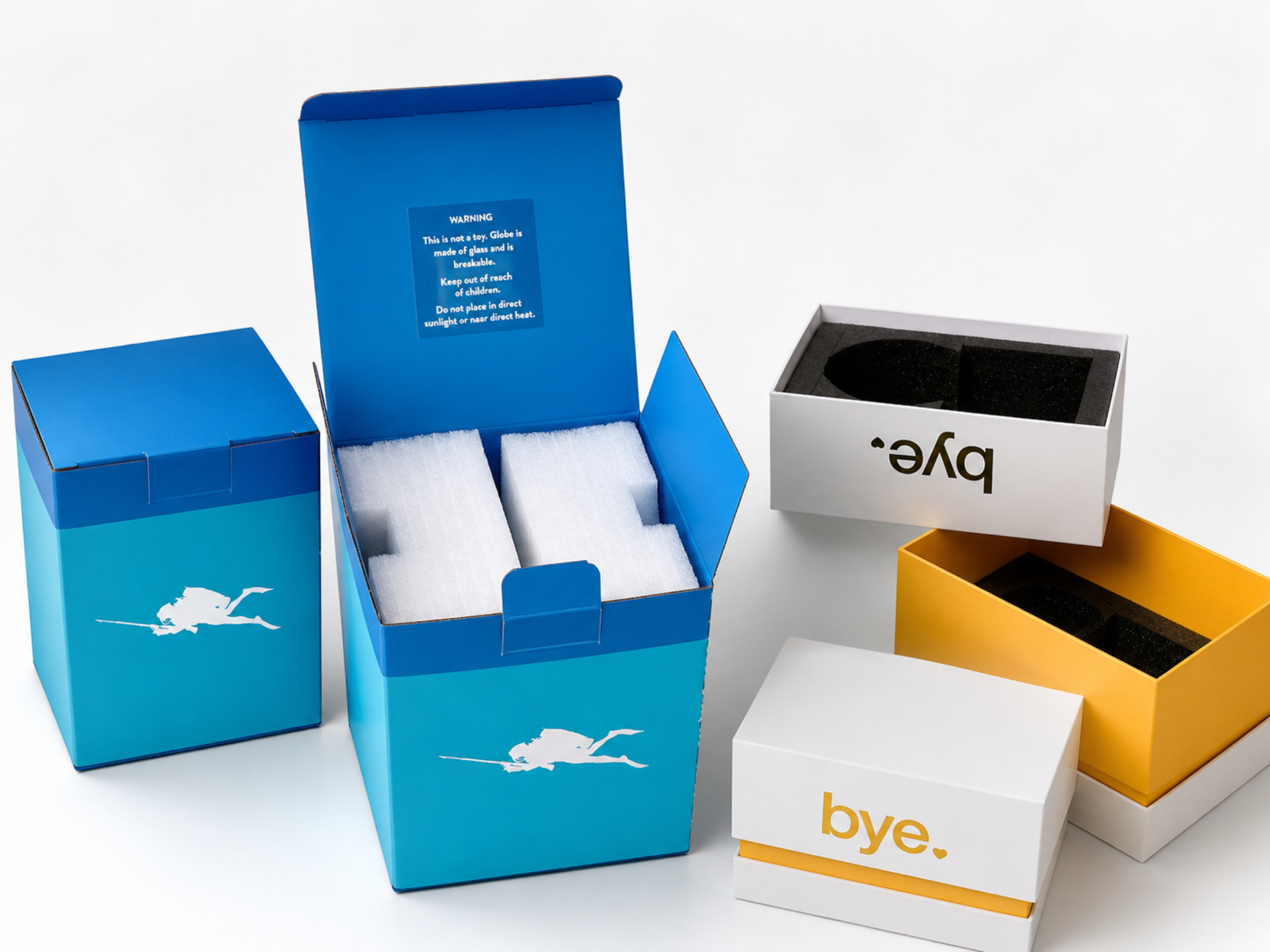 Custom snow globe presented inside a premium branded gift box with protective packaging
