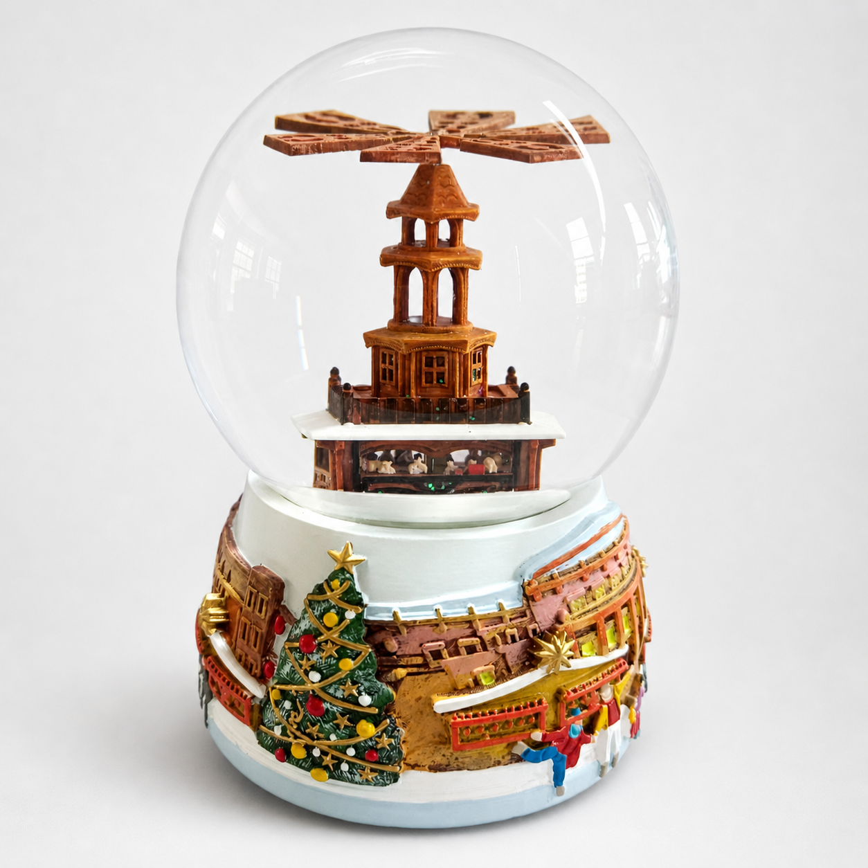 Custom snow globe featuring classical architecture with marble columns and a domed structure inside a clear glass dome