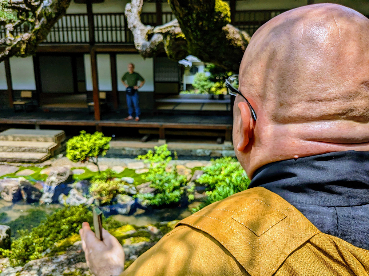 Exploring the garden grounds