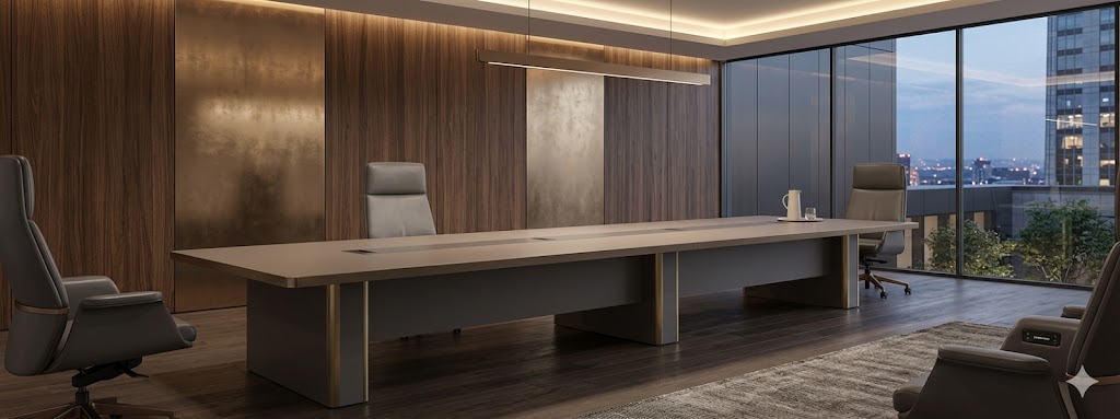 طاولة اجتماعات فاخرة من خشب الجوز الأصفر