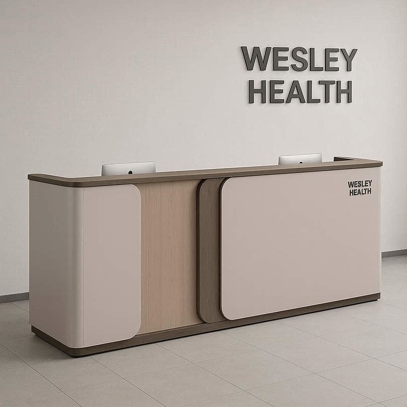 كاونتر استقبال أمامي بخشب الجوز