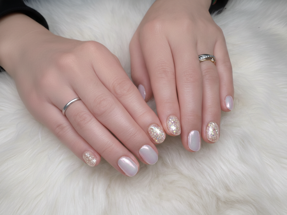 パールグリッター × ニュアンスアート