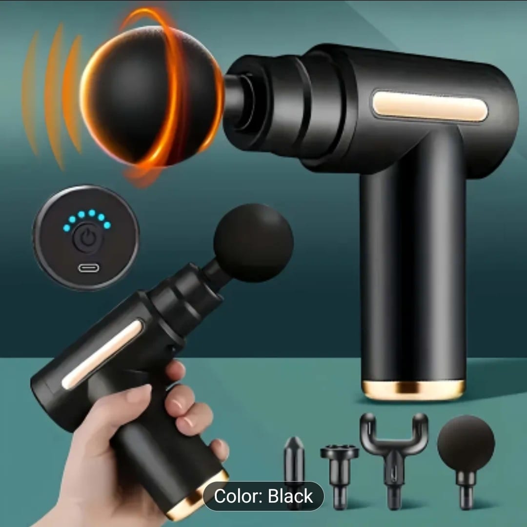 Pistolet de Massage Électrique — 4 Têtes + Télécommande