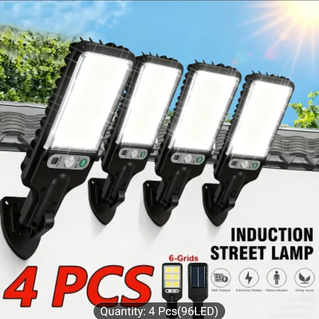 Lampe Solaire Induction 6 Grilles 96 LED — Pack 4 Pièces