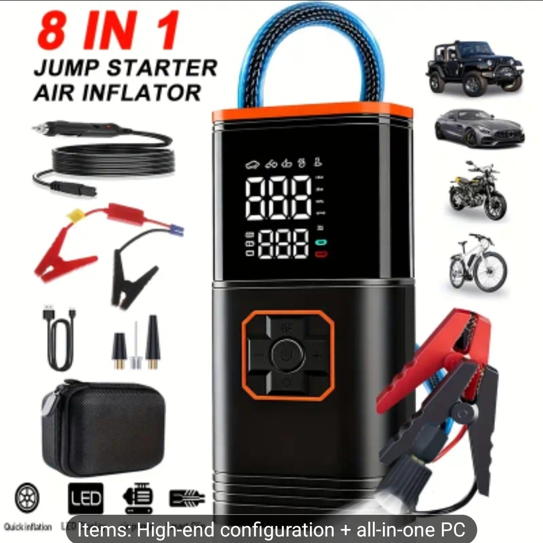 Démarreur de Batterie 8 en 1 + Compresseur d'Air — Configuration Haut de Gamme