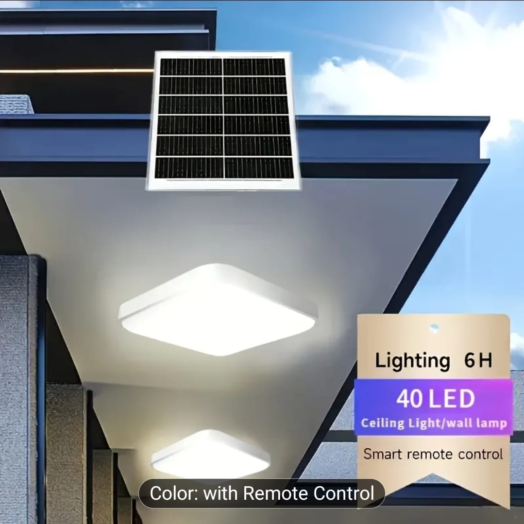 Plafonnier Solaire 40 LED — Panneau Externe + Télécommande