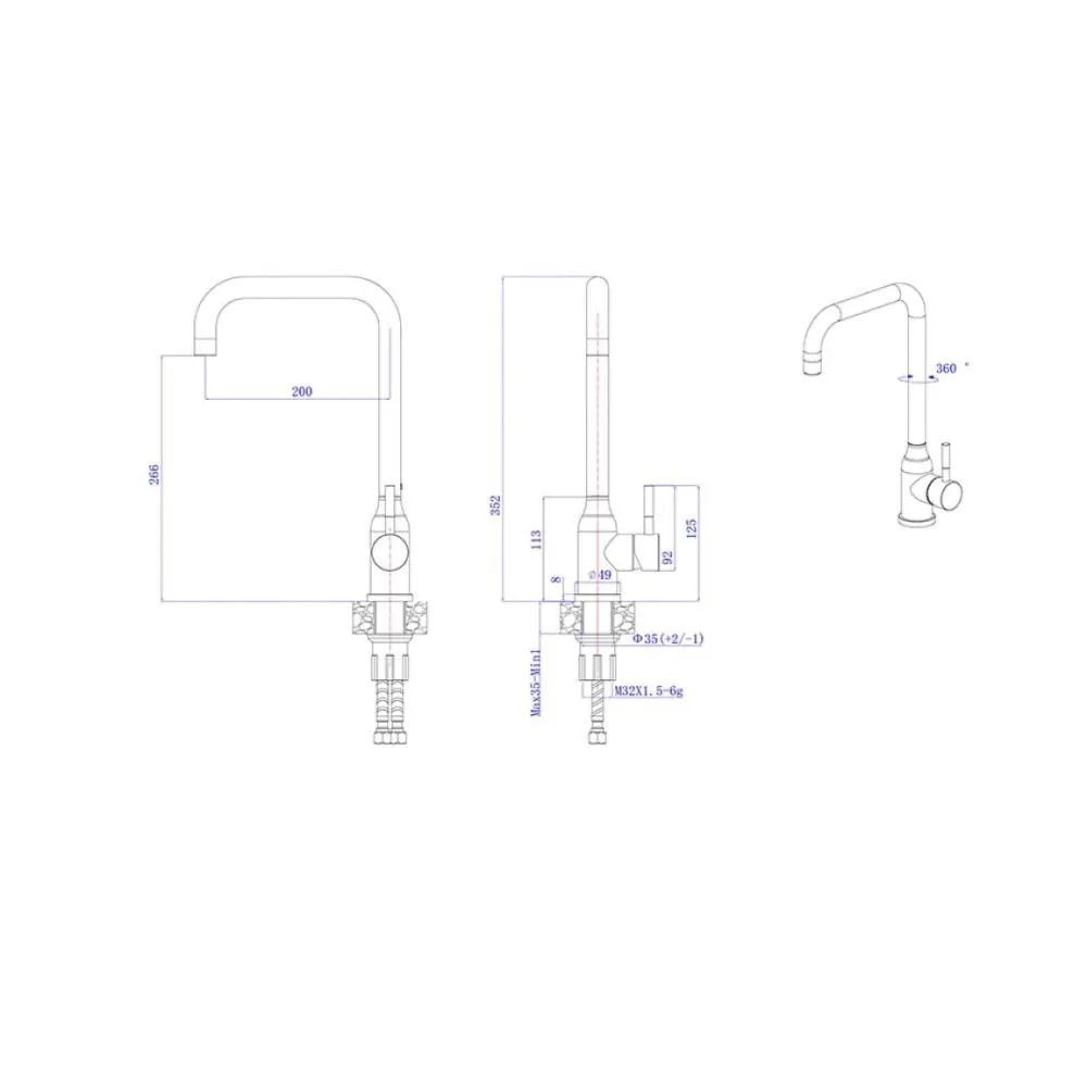 სამზარეულოს ონკანი  Black Chrome Kitchen Faucet — Design Line thumbnail 2