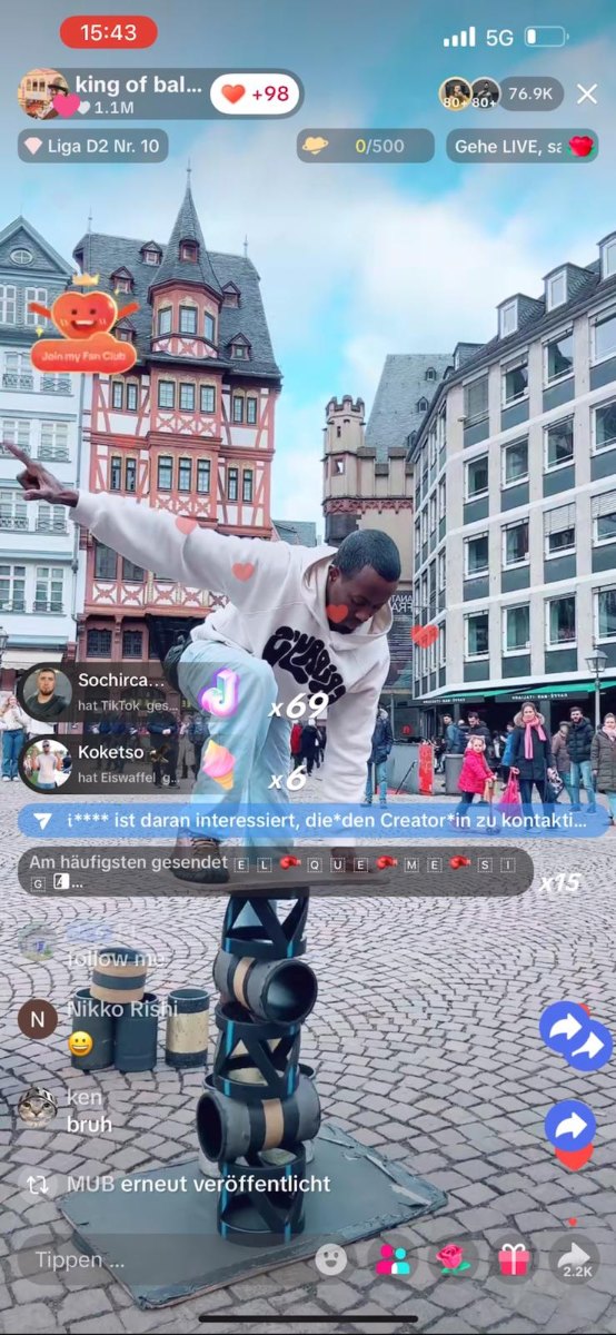 The King of Balance viral TikTok live stream performance with 76.9K viewers