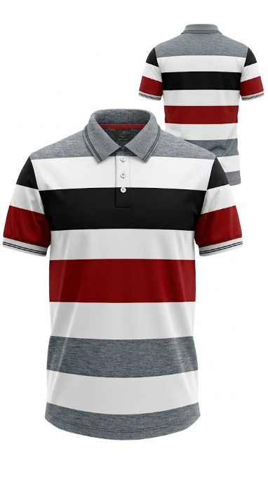 Polo Giorgio Bianco Listra Grená