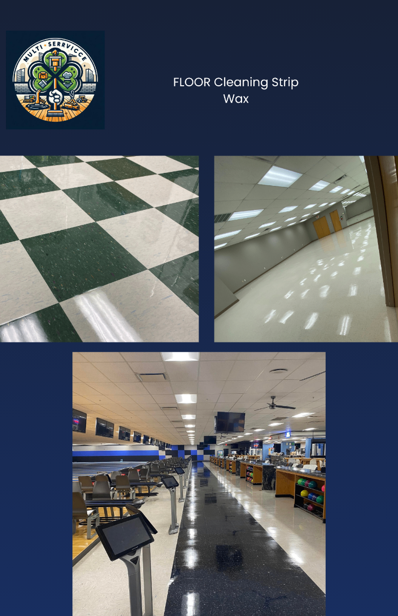 Strip wax floor service - checkered floor