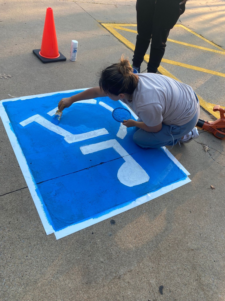 Professional parking lot painting and striping service
