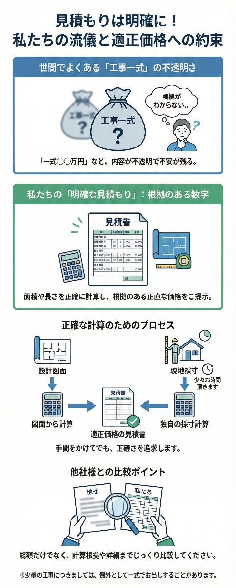 見積もりは明確に