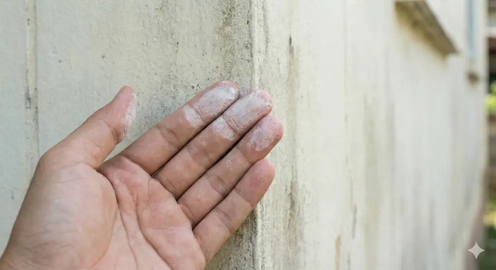 壁を触ると手に白い粉がつく(チョーキング)