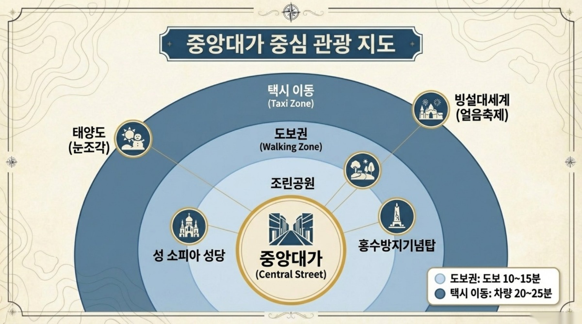 중앙대가 중심 관광 지도