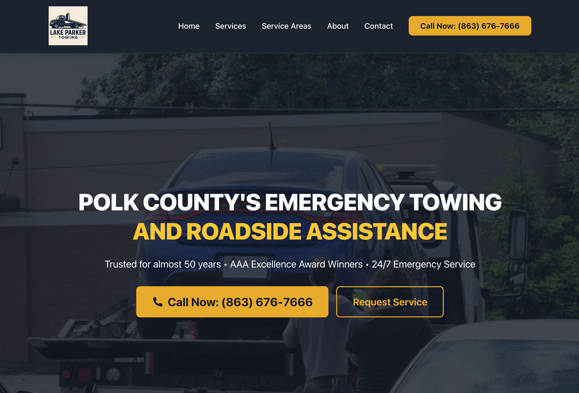 Lake Parker Towing website design