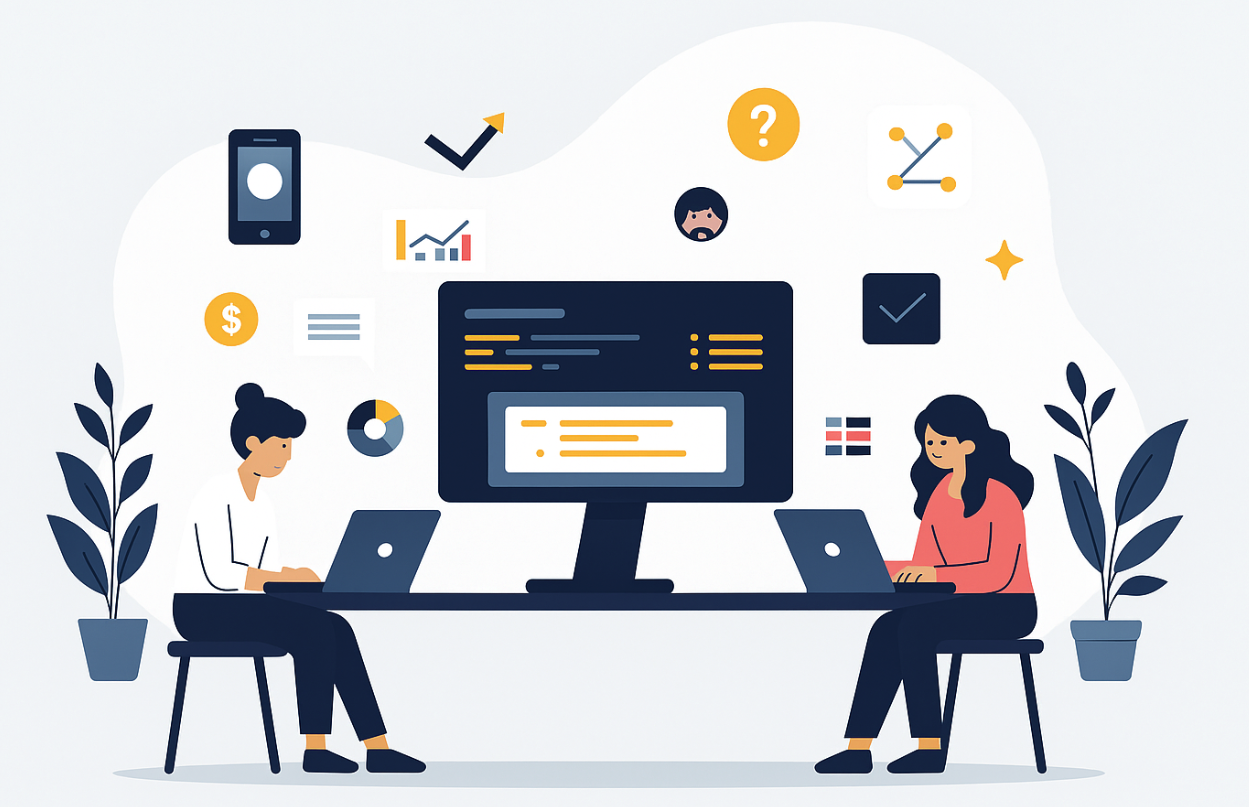 Creative web development team illustration