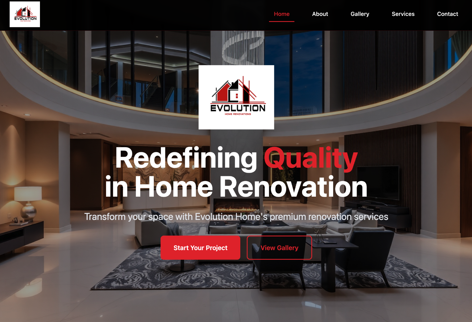 Evolution Home website design