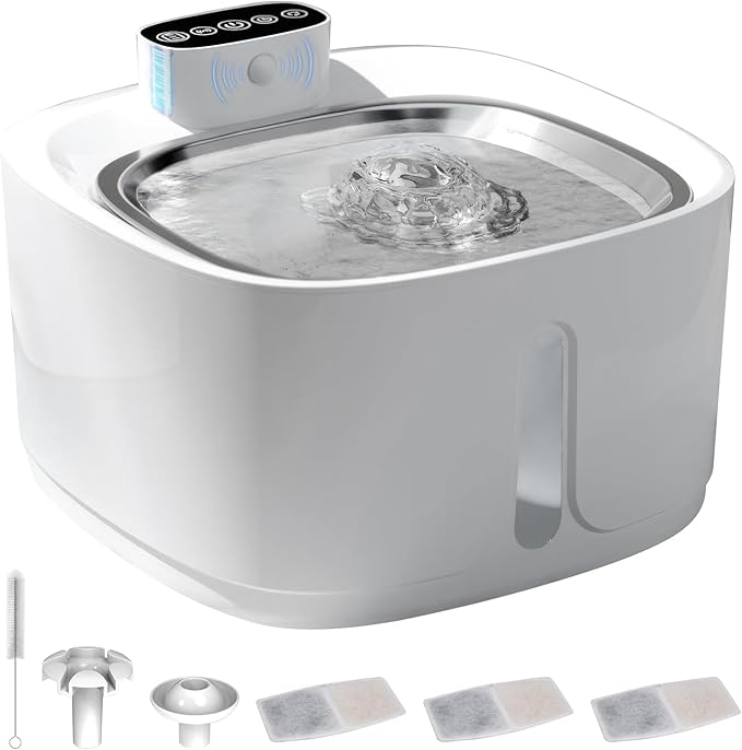 Bebedouro para gatos sem fio com sensor, 3,2 L fonte de água para animais de estimação