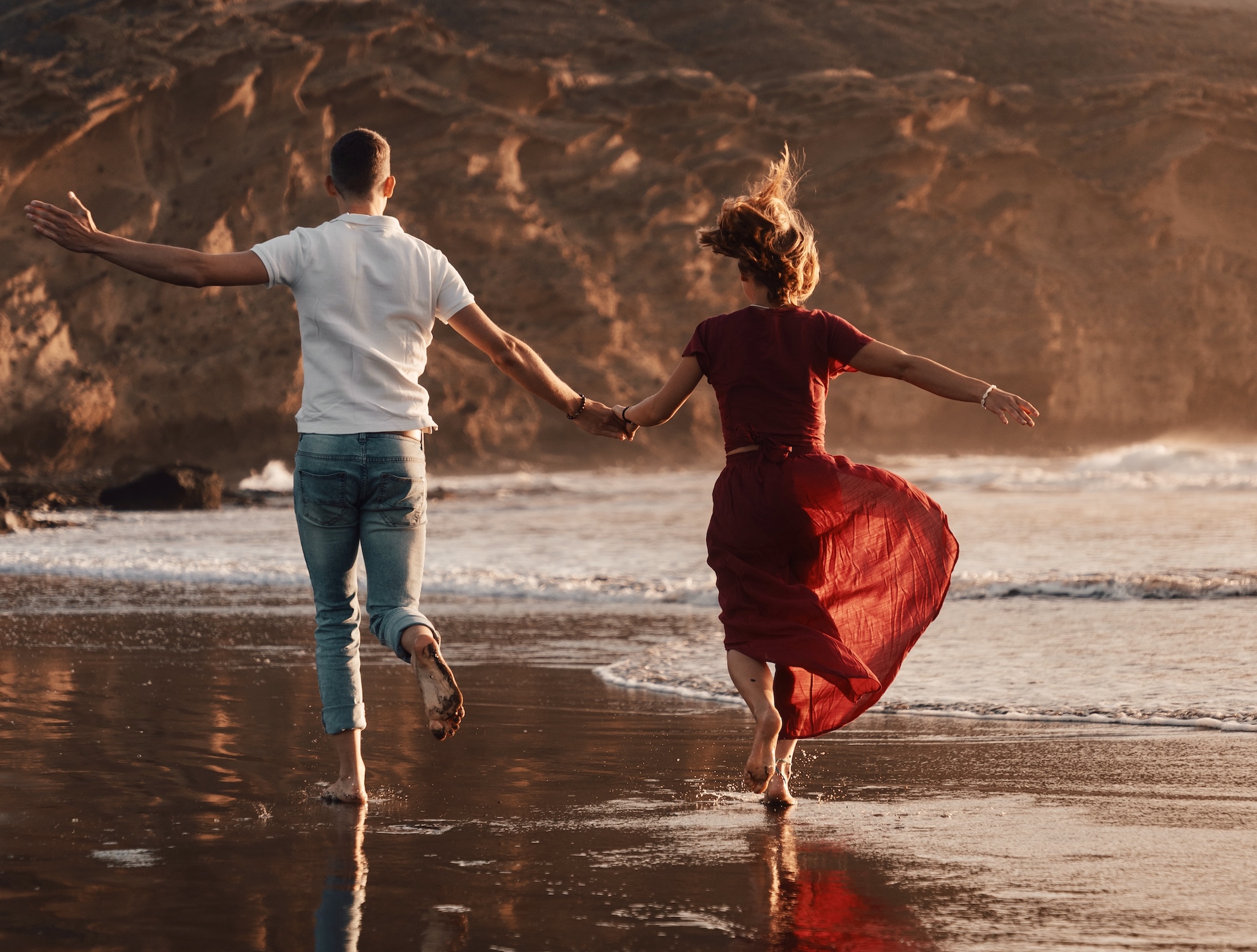 Marina and Alex on a coastal cliff