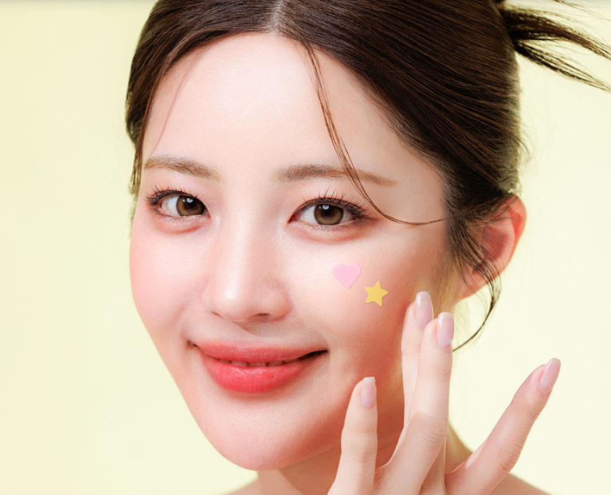 Model wearing character patches