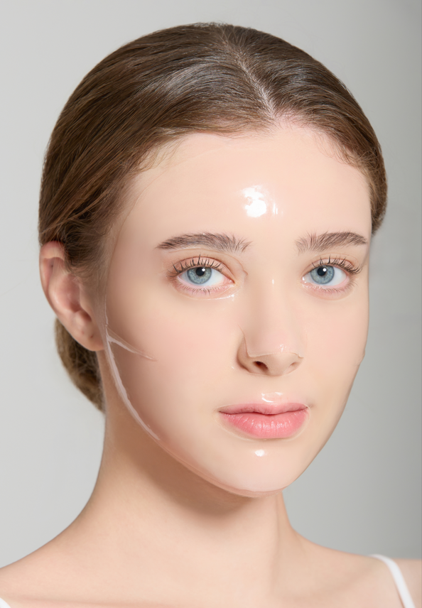 Trans-dermal hydrogel mask showing deep penetration Korean skincare technology