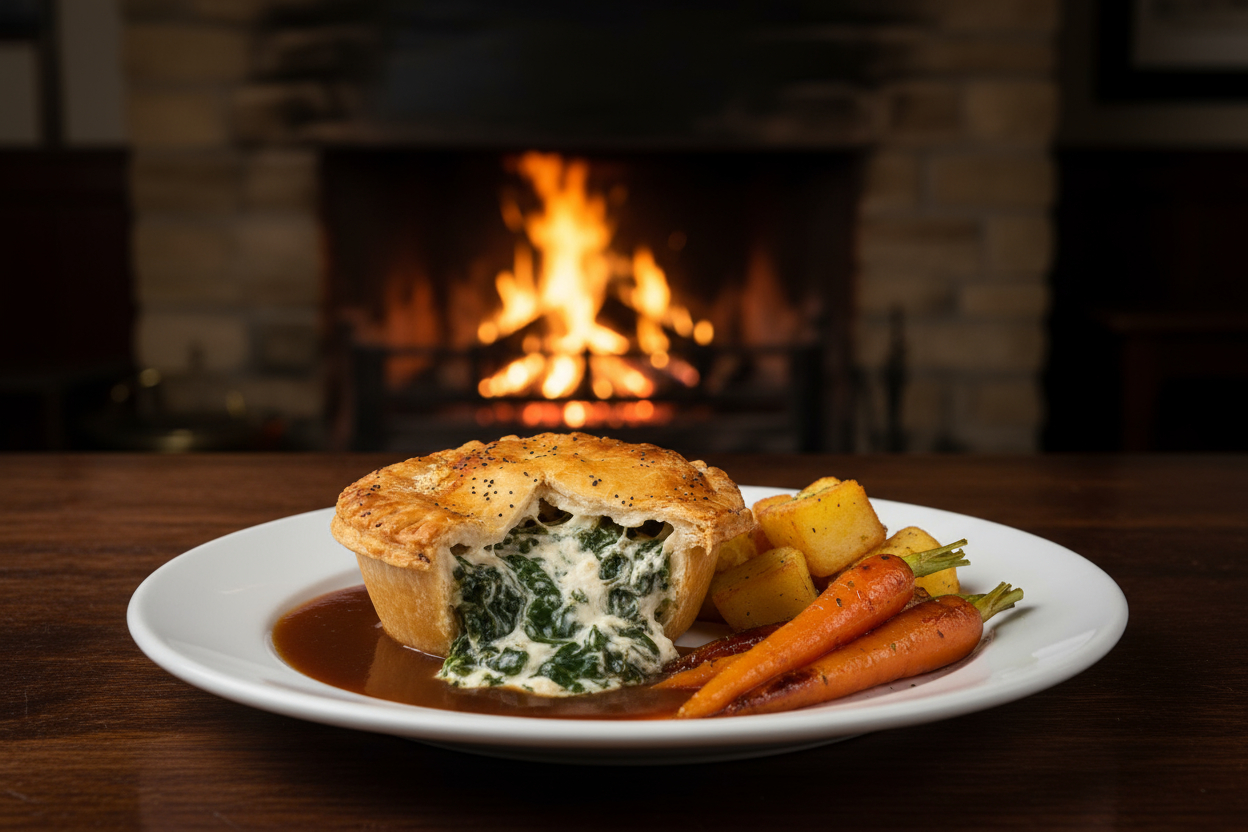 Spinach, Red Pepper, Feta and Potato Pub Pie (Vegetarian)