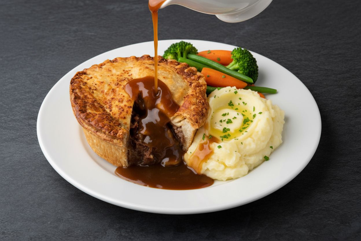 Steak, Mushroom, and Real Ale Pub Pie