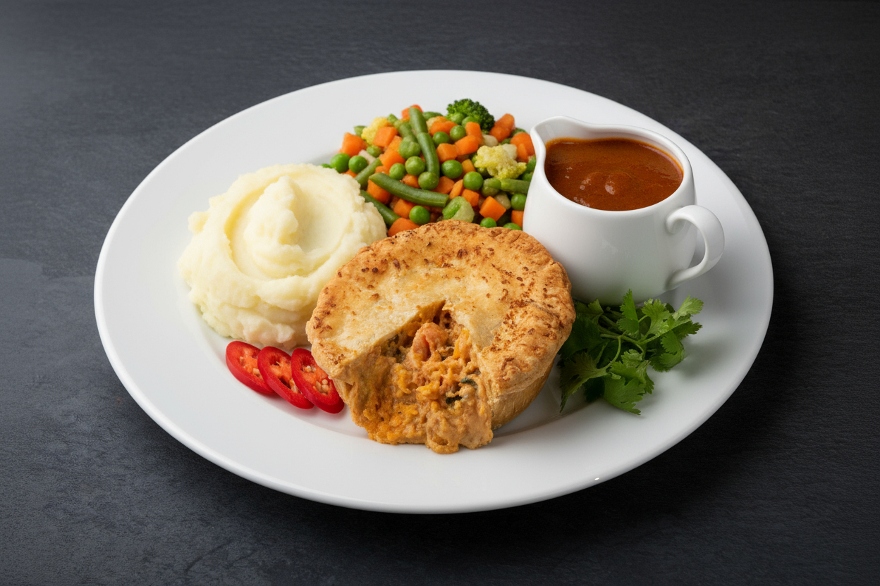 Red Thai Sweet Potato and Butternut Squash Pub Pie (Vegan)