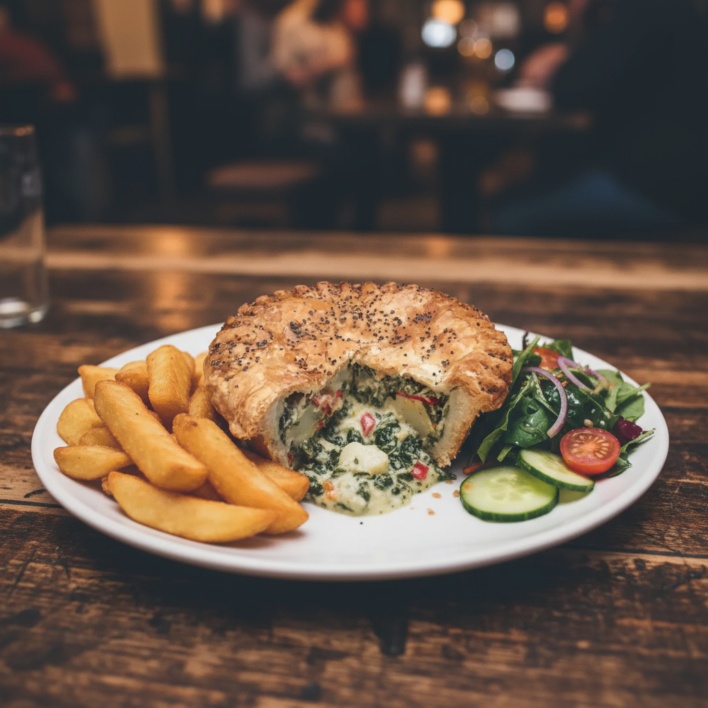 Tofu Sweet Potato and Spinach Pub Pie (Vegan)