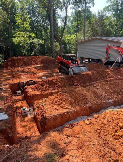 DLC Septic drainfield excavation and installation work in progress in Rock Hill SC
