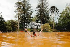 Relaxing in the thermal pools at Furnas