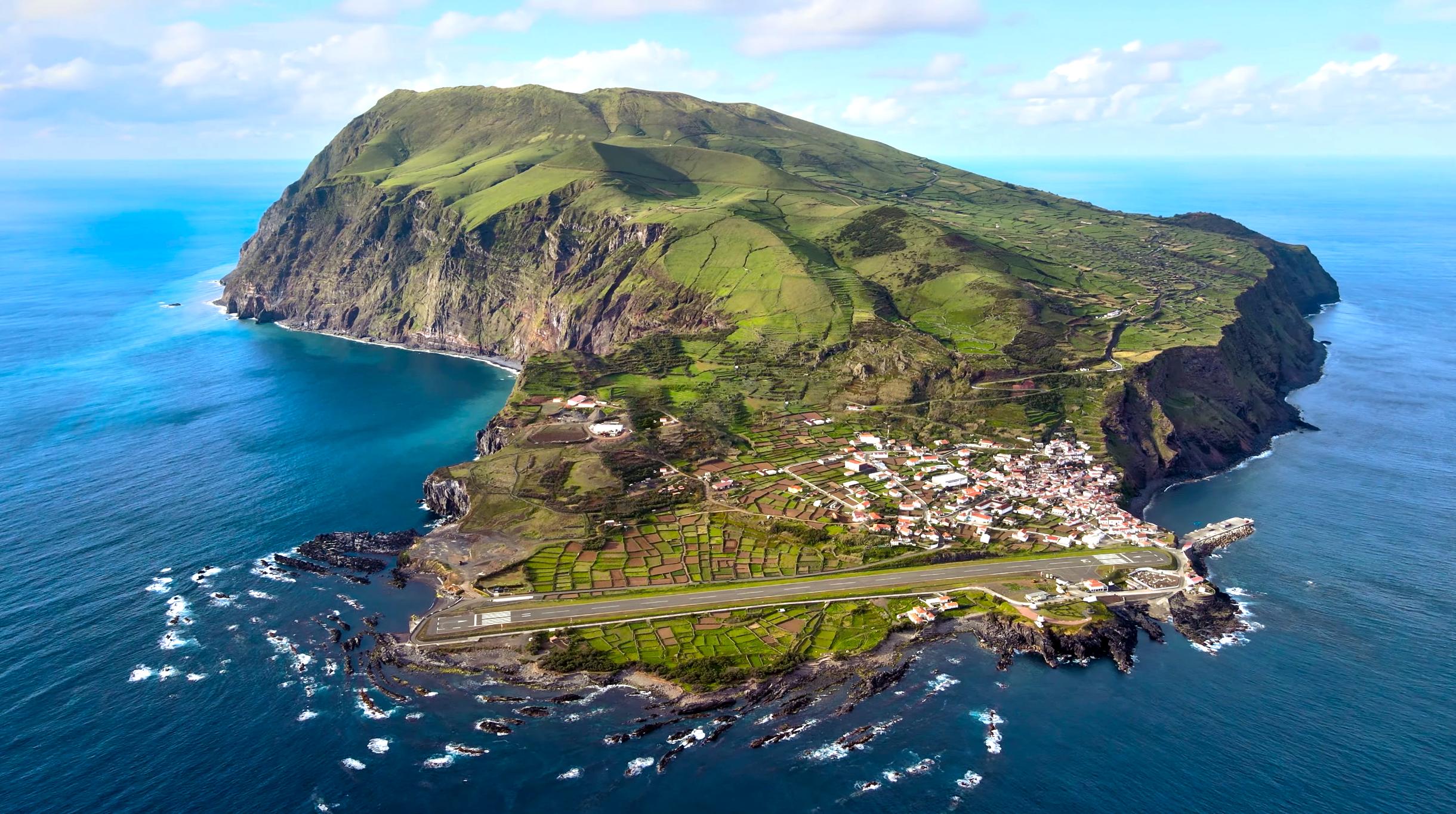 Corvo island — the smallest inhabited island in the Azores, with its volcanic caldera