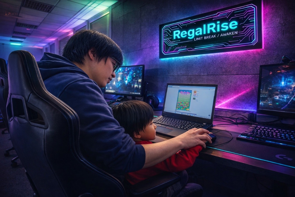 親子でeスポーツを楽しむ様子 - Rise Academy