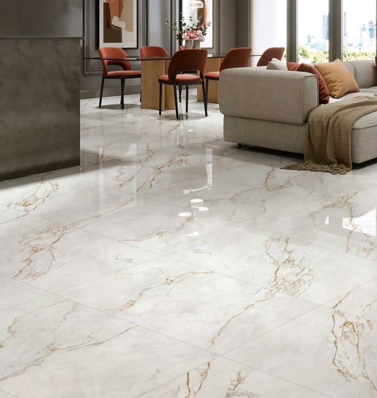 High-gloss polished marble floor