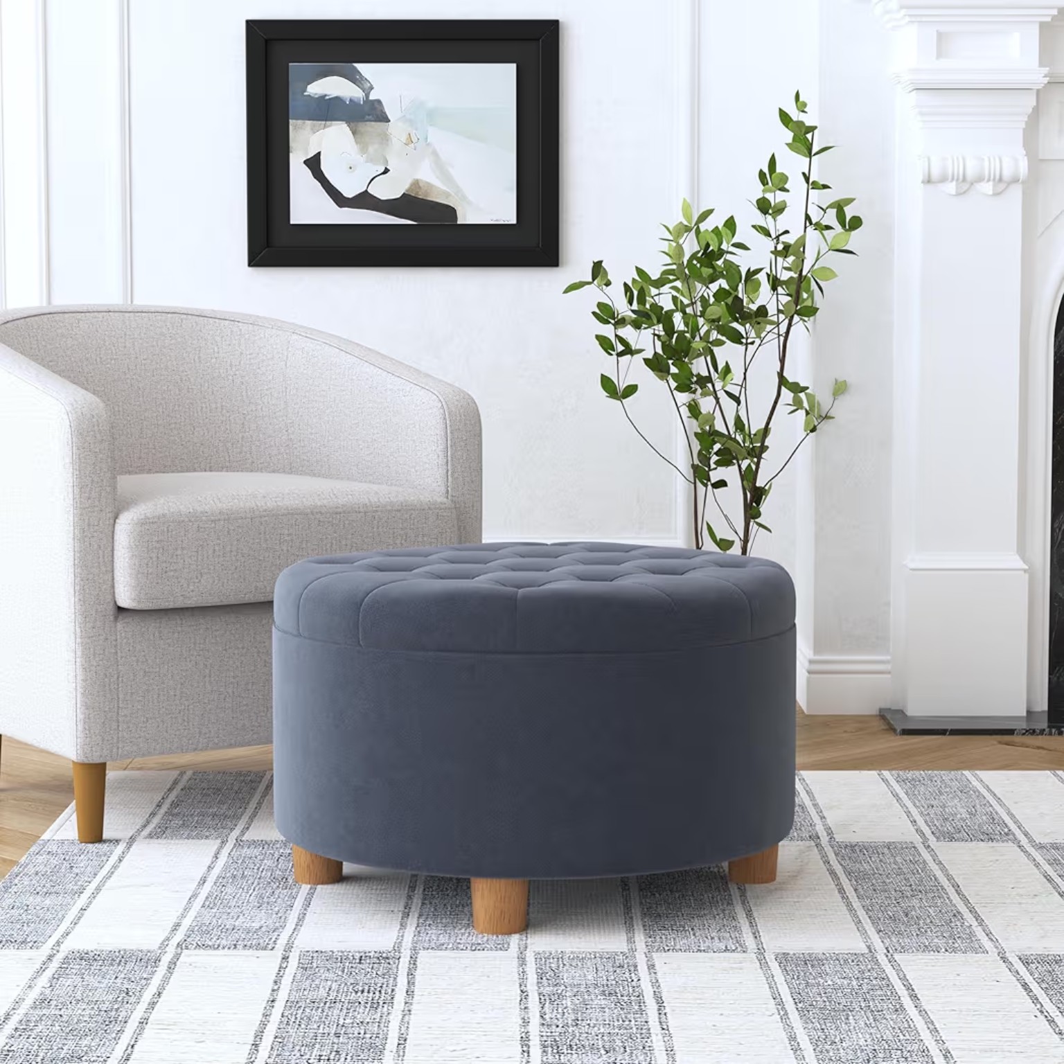 Velvet Ottoman