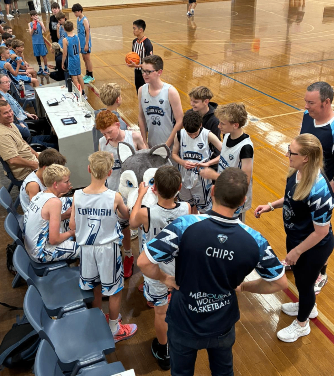 Melbourne Wolves team huddle at Easter Classic 2026