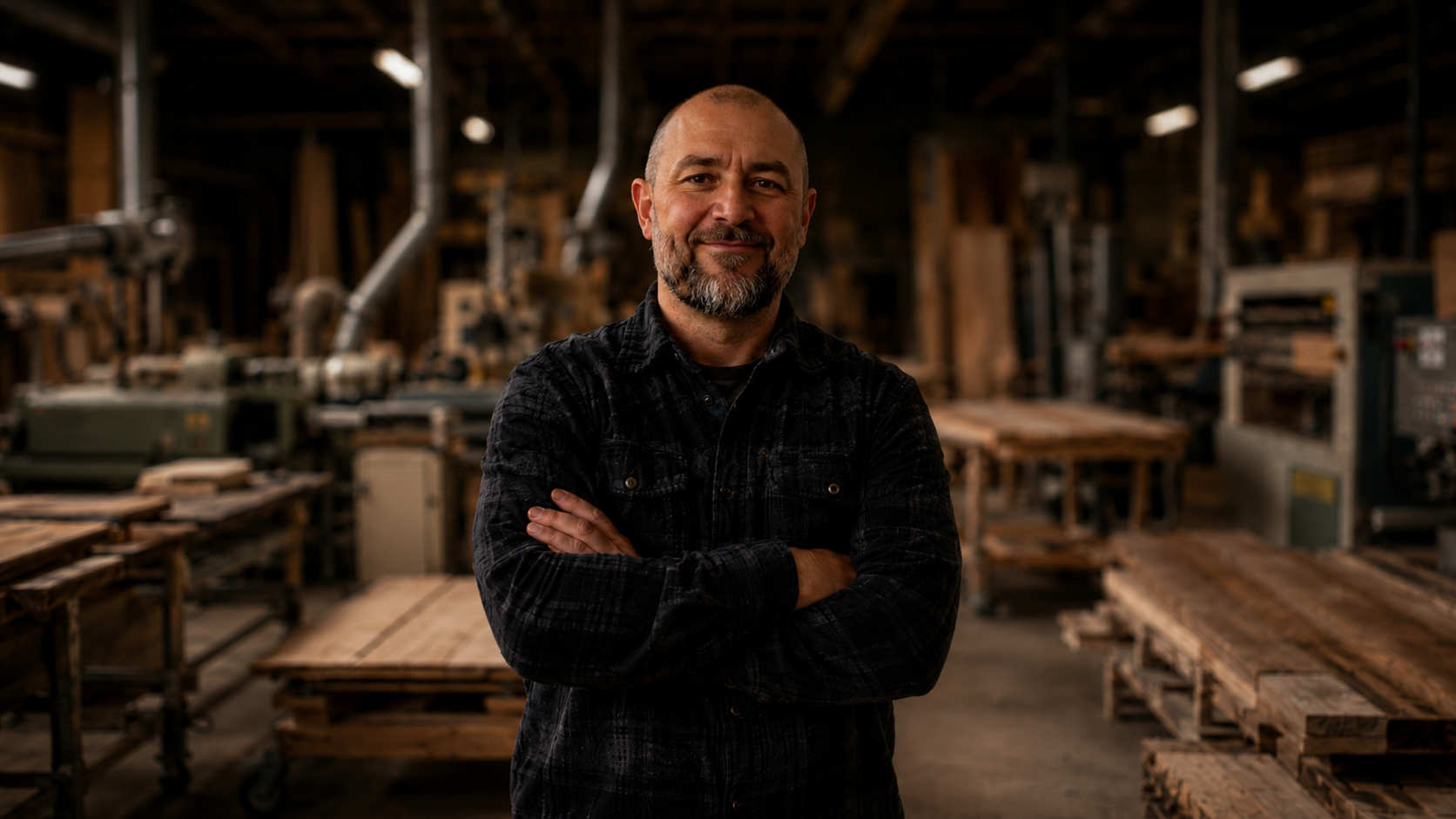 Joby in wood manufacturing workshop