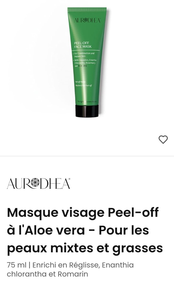 Masque visage Peel-off à l'Aloe vera - Pour les peaux mixtes et grasses