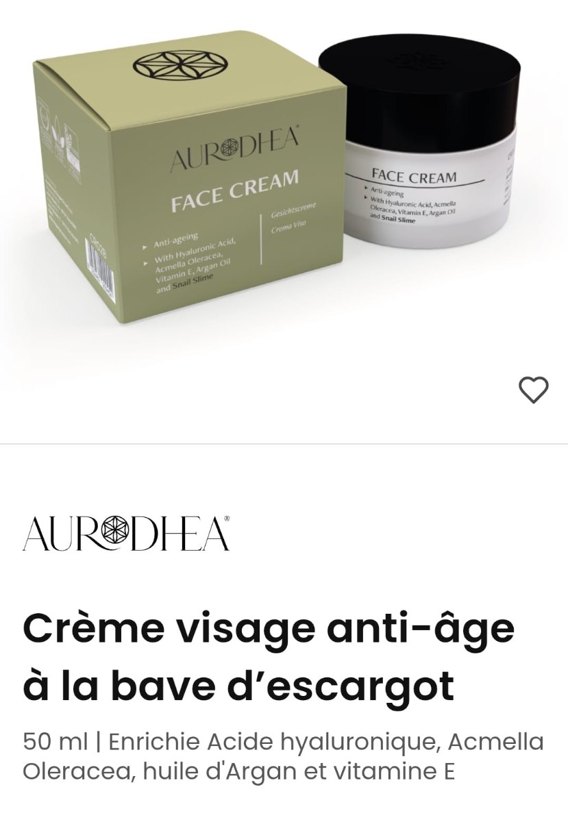 Crème visage anti-âge à la bave d'escargot