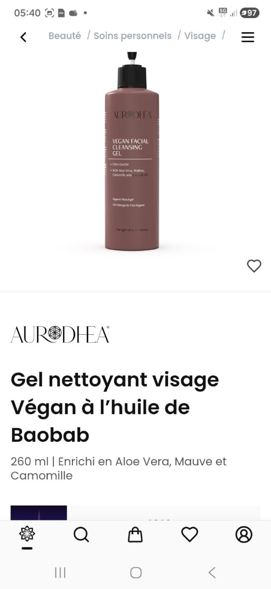 Gel nettoyant visage Végan à l'huile de Baobab